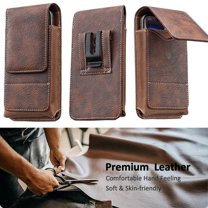 ⚡Big Discount | Waist Belt Cell Phone Pouch 📱 Multi-Pocket Leather Holster with Card Holder