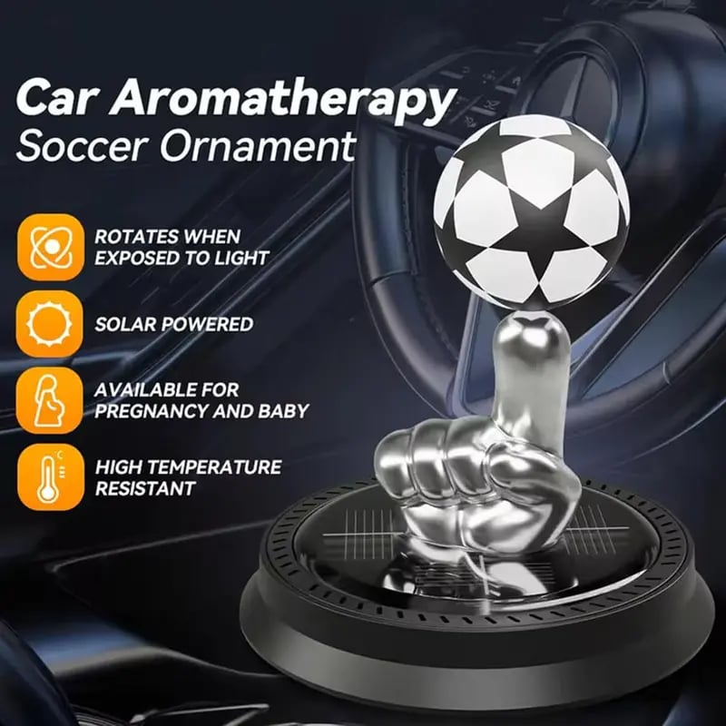 ⚽🚗Solar Rotating Football Car Air Freshener & Aromatherapy Diffuser – Reusable Ornament for Car, Office & Home