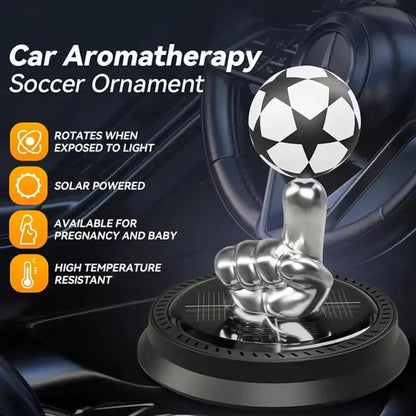 ⚽🚗Solar Rotating Football Car Air Freshener & Aromatherapy Diffuser – Reusable Ornament for Car, Office & Home