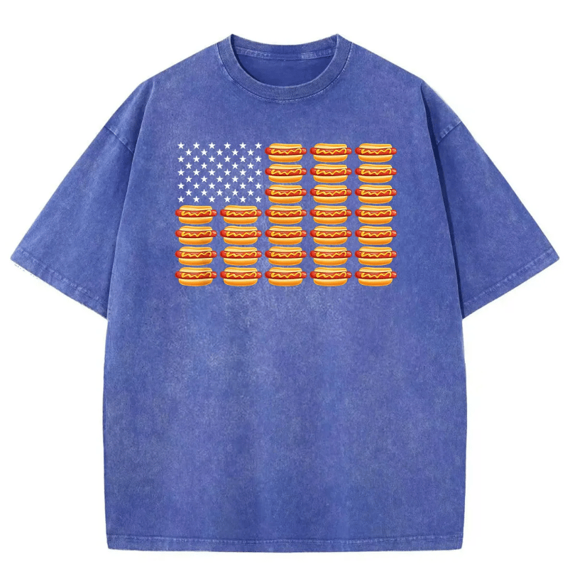 Hot Dog American Flag July 4th Patriotic Summer BBQ Funny T-Shirt