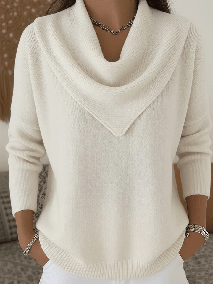 🔥Elegant Retro Soft Triangle Neck Solid Color Sweater Top