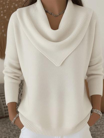 🔥Elegant Retro Soft Triangle Neck Solid Color Sweater Top