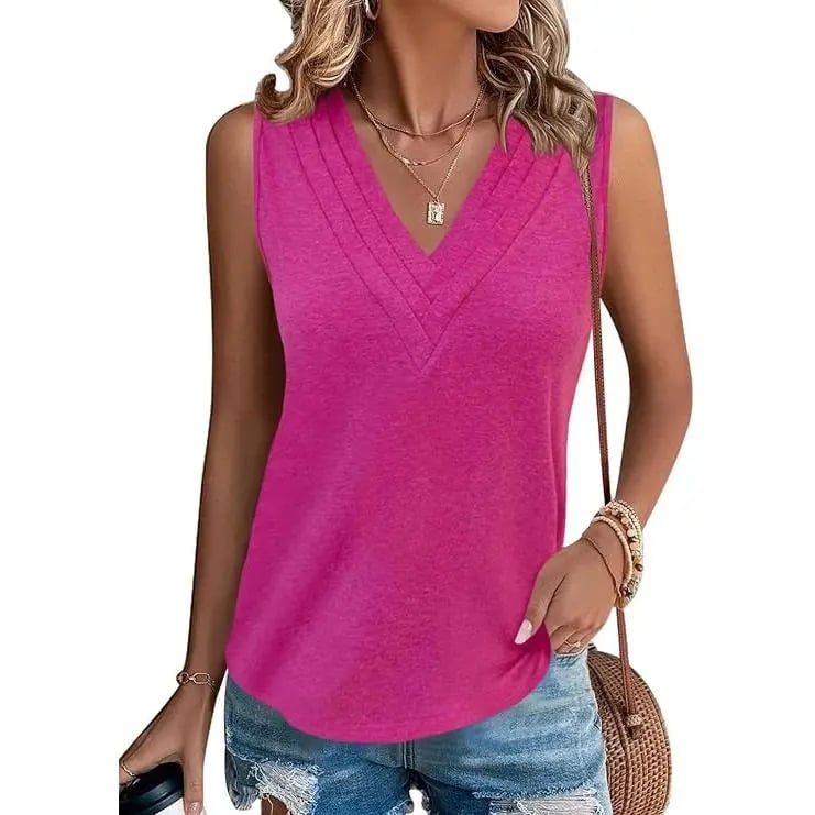 🎁✨Women V Neck Tank Tops Dressy Casual Summer Loose Fit Sleeveless Shirts Blouse Comfy Womenswear Soft Basic