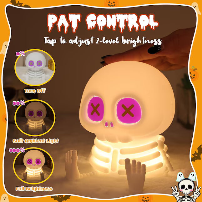 👻Halloween Skull Night Light, Soft Squeeze Silicone Lamp 7 Color Changing 🎃🦇