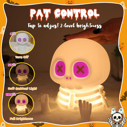 👻Halloween Skull Night Light, Soft Squeeze Silicone Lamp 7 Color Changing 🎃🦇
