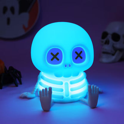 👻Halloween Skull Night Light, Soft Squeeze Silicone Lamp 7 Color Changing 🎃🦇
