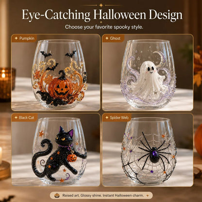 🔥LAST DAY 49% OFF - 🎃 3D Halloween Artisan Glass Cups, Festive Parties & Cozy Fall Home Bar Vibes