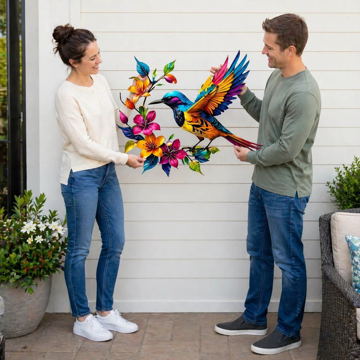 ✨Hummingbird Bloom Floral Metal Wall Art
