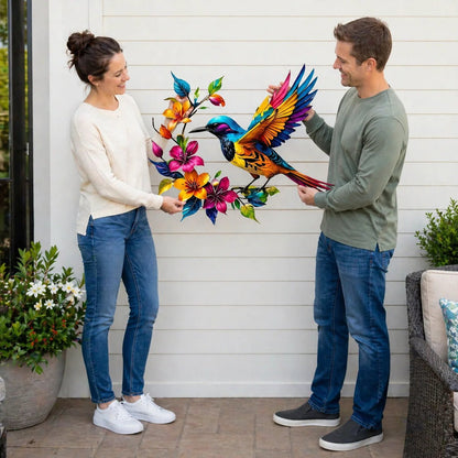 ✨Hummingbird Bloom Floral Metal Wall Art