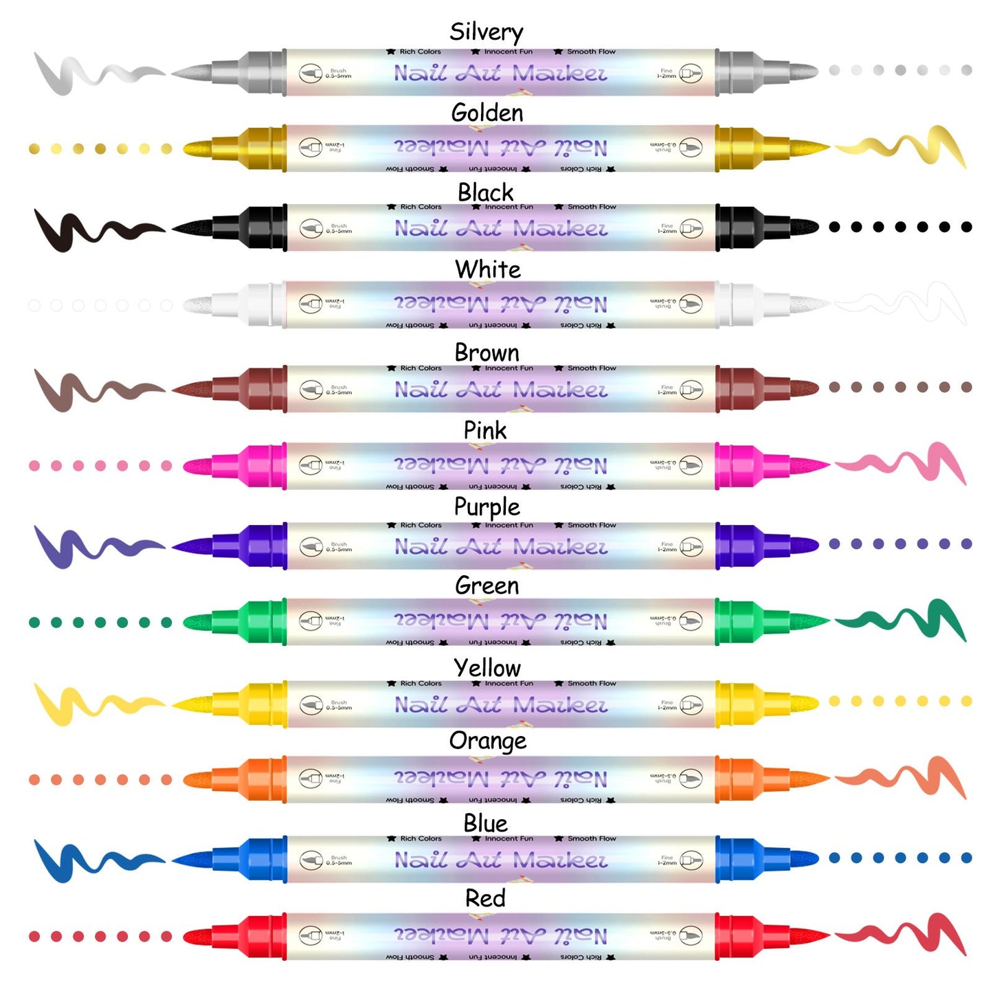 12/24 Colors Nail Art Pens – DIY 3D Markers for Drawing, Dotting & Manicure