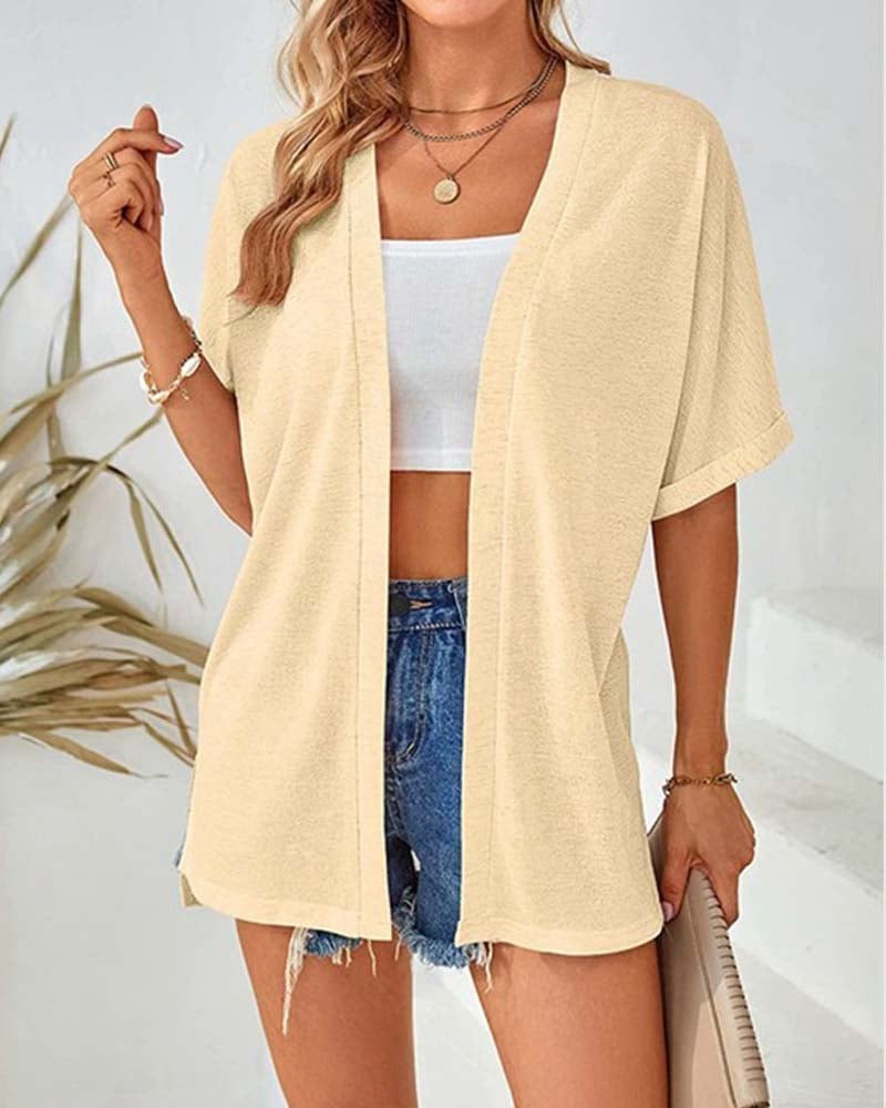 Short Sleeve Casual Solid Coat