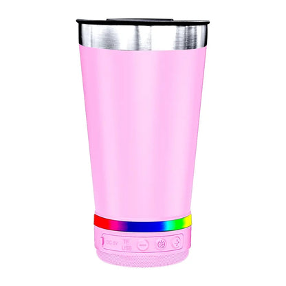 Stainless Steel 16.oz Nsulated MUG With Built-in Bluetooth Speaker Rechargeable Wireless Multi-color LED Lights Prefect Gift