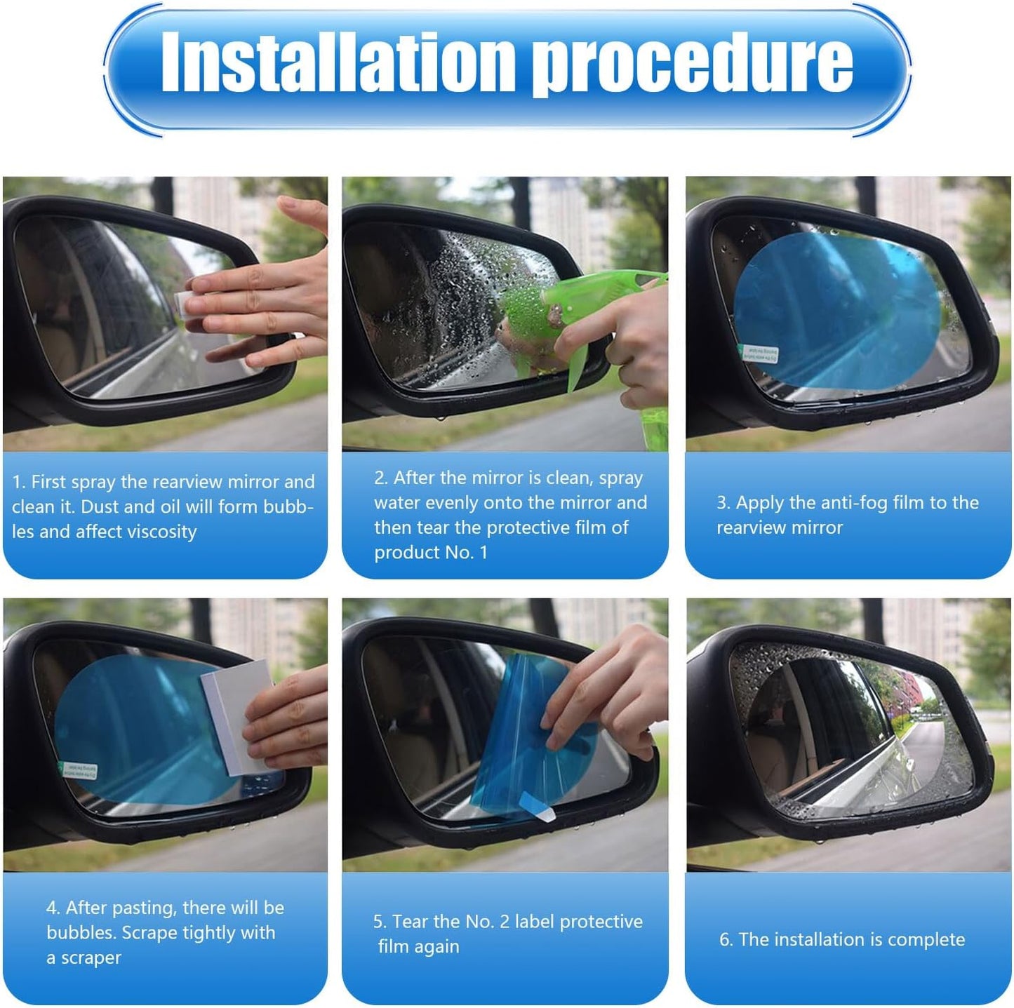4Pcs Car Rearview Mirror Film