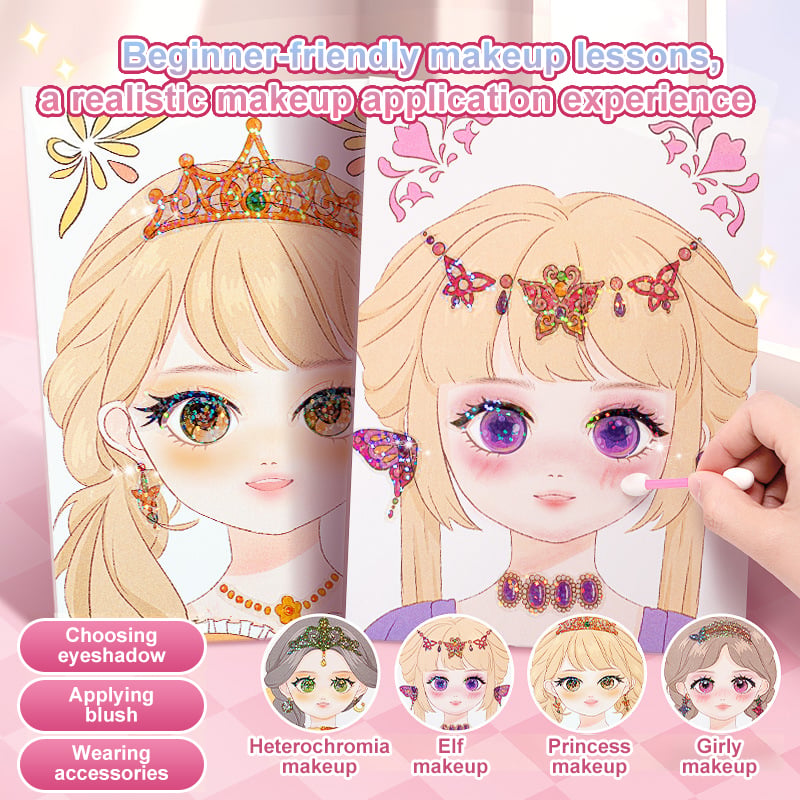 Top-selling gift of 2026 (No. 1)🎅 Special Diamond Painting & Princess Book Makeup Craft Kits Foil Art Books Set Play on Paper