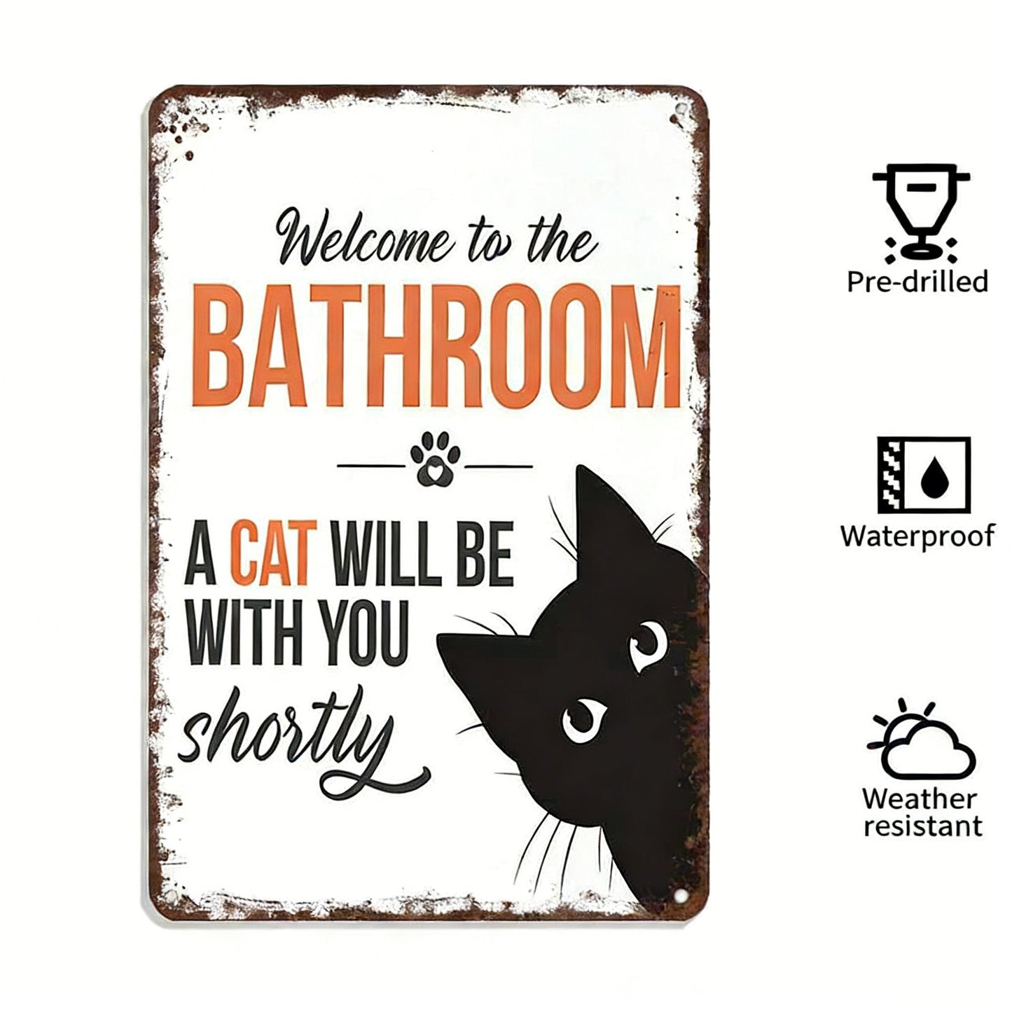 Vintage Black & White Cat Wall Art