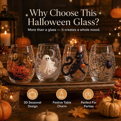 🔥LAST DAY 49% OFF - 🎃 3D Halloween Artisan Glass Cups, Festive Parties & Cozy Fall Home Bar Vibes