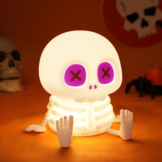 👻Halloween Skull Night Light, Soft Squeeze Silicone Lamp 7 Color Changing 🎃🦇