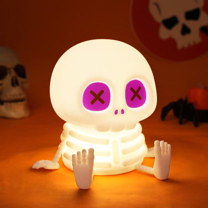 👻Halloween Skull Night Light, Soft Squeeze Silicone Lamp 7 Color Changing 🎃🦇