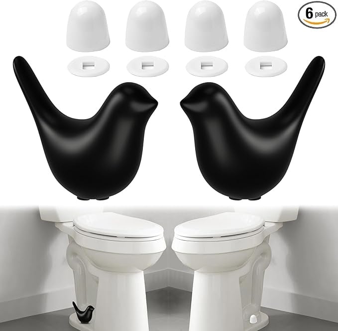 2Packs Ceramic Gold Birds Toilet Bolt Caps & 4Packs Universal Toilet Bolt Covers