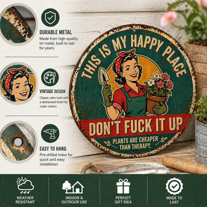 🌿💖"This Is My Happy Place" Garden Metal Sign