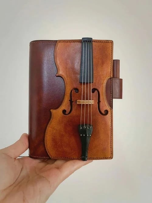 🔥HOT SALE - Vintage Violin Leather Notebook - Retro Lined Journal for Writing, Musical Gift for Musicians, Music Teachers & Music Lovers