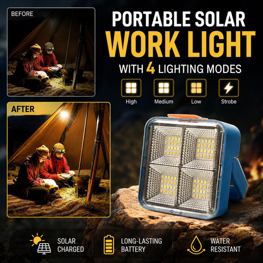 🔥🎁Hot Sale 50% OFF💡Portable Solar Work Light with 4 Lighting Modes