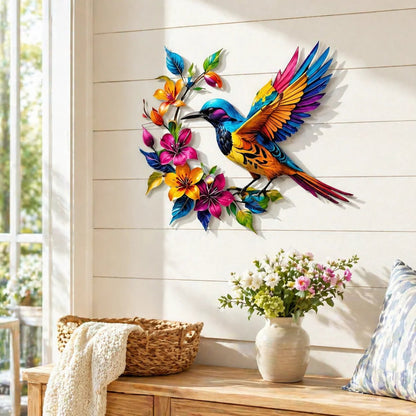 ✨Hummingbird Bloom Floral Metal Wall Art