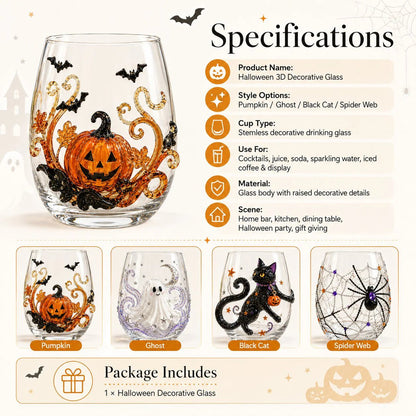 🔥LAST DAY 49% OFF - 🎃 3D Halloween Artisan Glass Cups, Festive Parties & Cozy Fall Home Bar Vibes