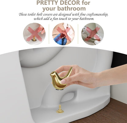 2Packs Ceramic Gold Birds Toilet Bolt Caps & 4Packs Universal Toilet Bolt Covers