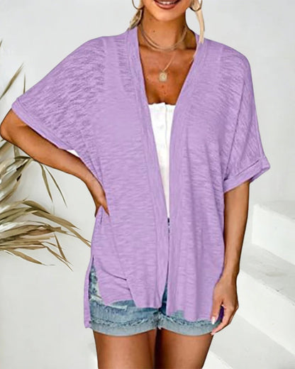 Short Sleeve Casual Solid Coat
