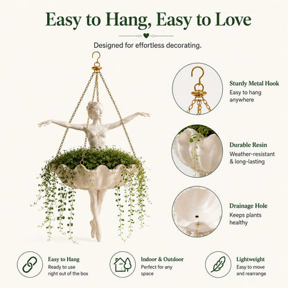 💃 Ballet Dancer Hanging Planter– 🌿Elegant Garden Decor for Porch & Patio