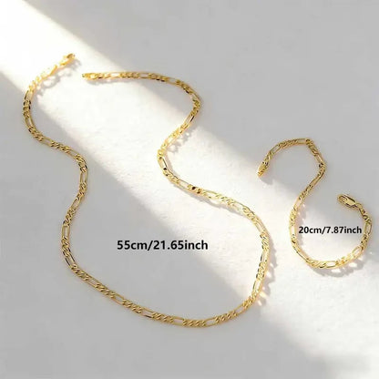 Elegant 2-Piece 18K Gold Jewelry Set – Bracelet & Necklace for Men & Women