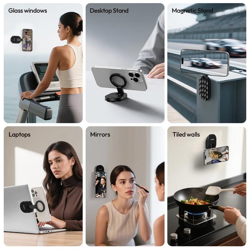 📱3-in-1 Magnetic Phone Mount | 18 Suction Cups, 360° Rotation, Desktop & Wall Holder for iPhone 17/16/15/14