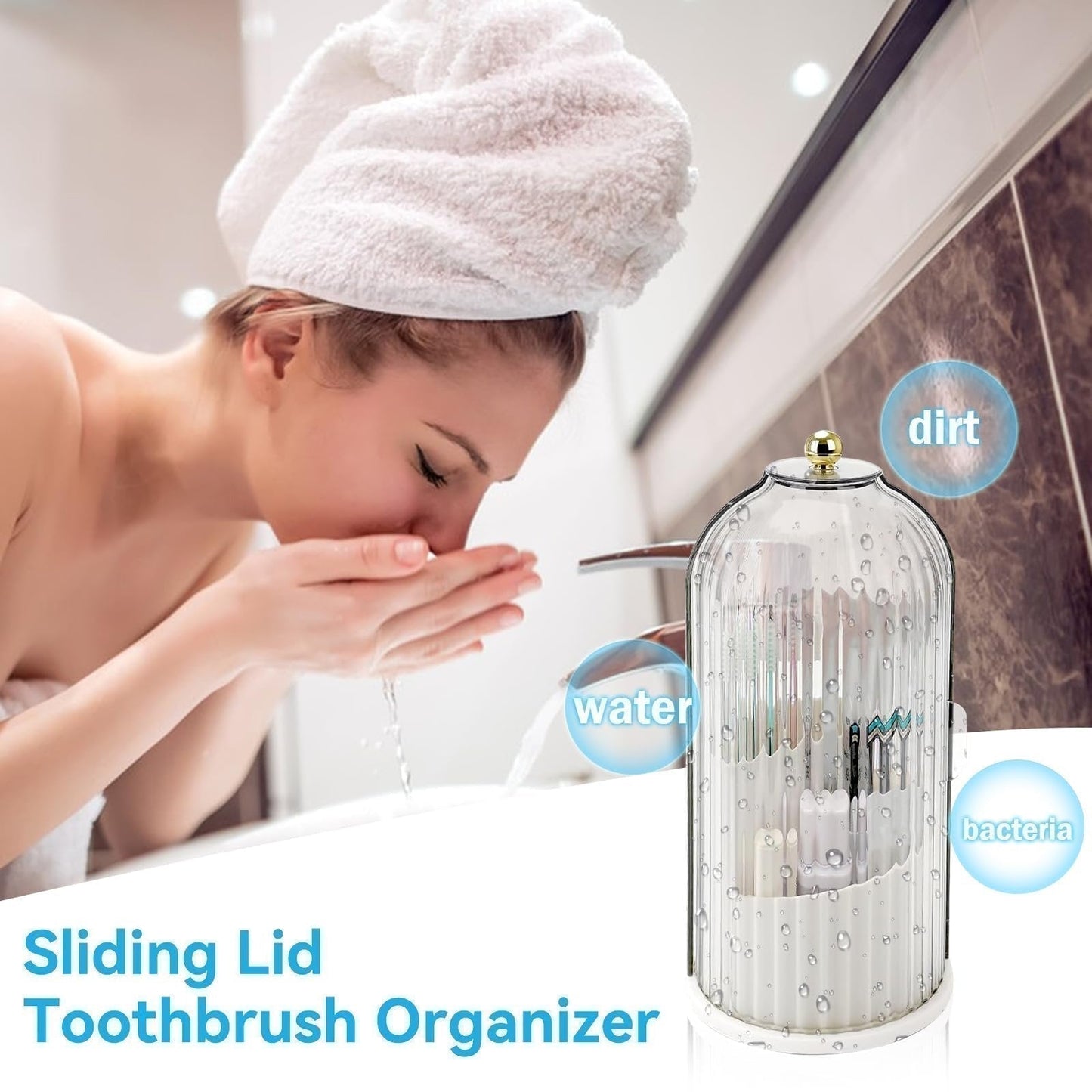 🛁Sliding Lid Toothbrush Organizer✨