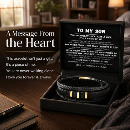 🖤To My Son — Never Walk Alone Braided Bracelet Set