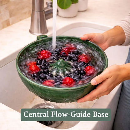 🍓 The Berry Swirl Bowl: Gentle Swirl Wash System for Delicate Fruits – Rapid-Drain "Functional Art" Piece