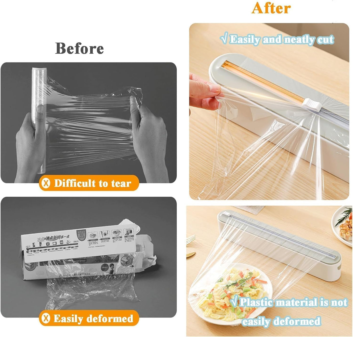 Magnetic Plastic Wrap Dispenser with Slide Cutter