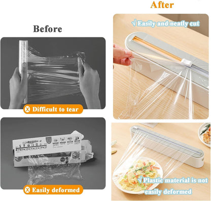 Magnetic Plastic Wrap Dispenser with Slide Cutter