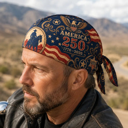 🔥LIMITED AMERICA 250 DESIGN — Cycling Pirate Hat / Biker Headwrap (Adjustable tie-back fit)