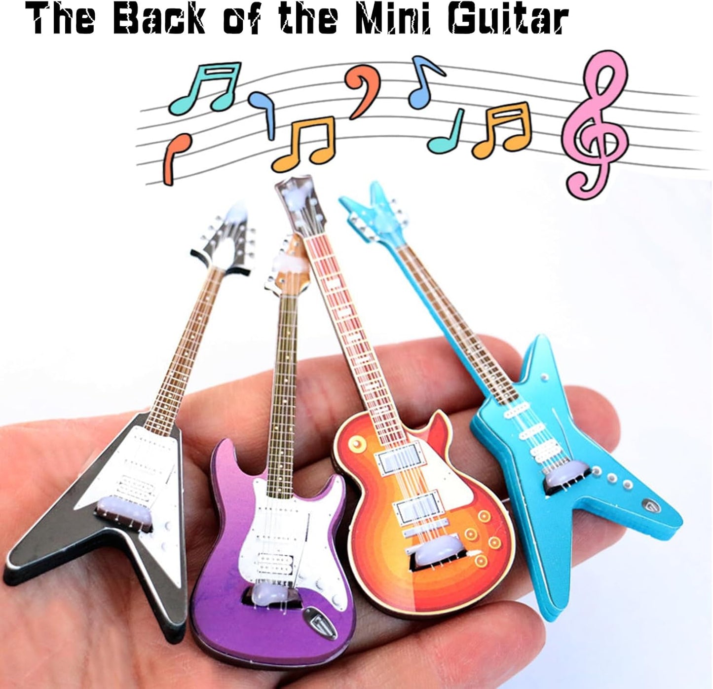 4Pcs Wooden Miniature Electric Guitar-Miniature Bass Guitar Model