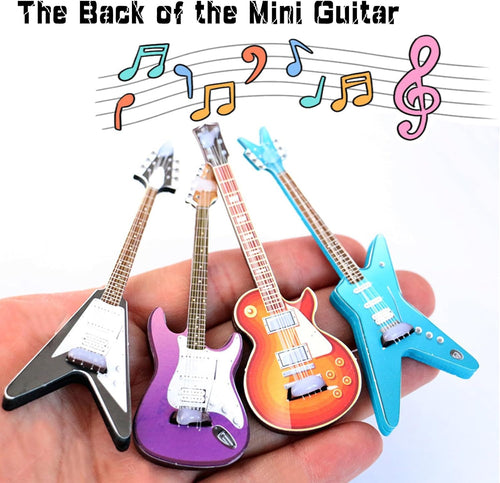 4Pcs Wooden Miniature Electric Guitar-Miniature Bass Guitar Model