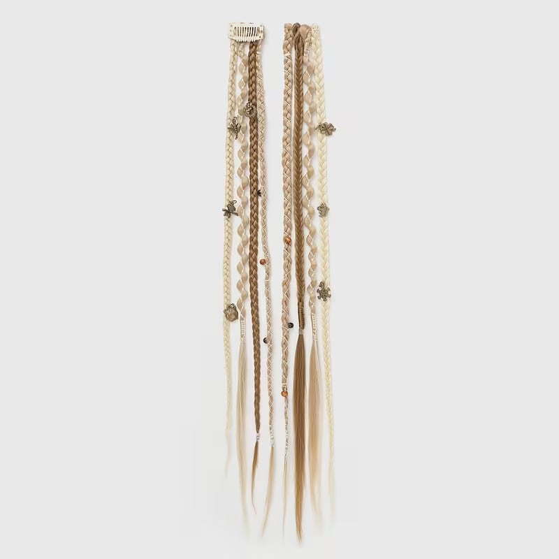 🔥🆕 2026 Boho Dreadlock Clip-In Hair Extensions 🌿 – 20" Braided Hair with Beads & Charms(✨2Pcs)