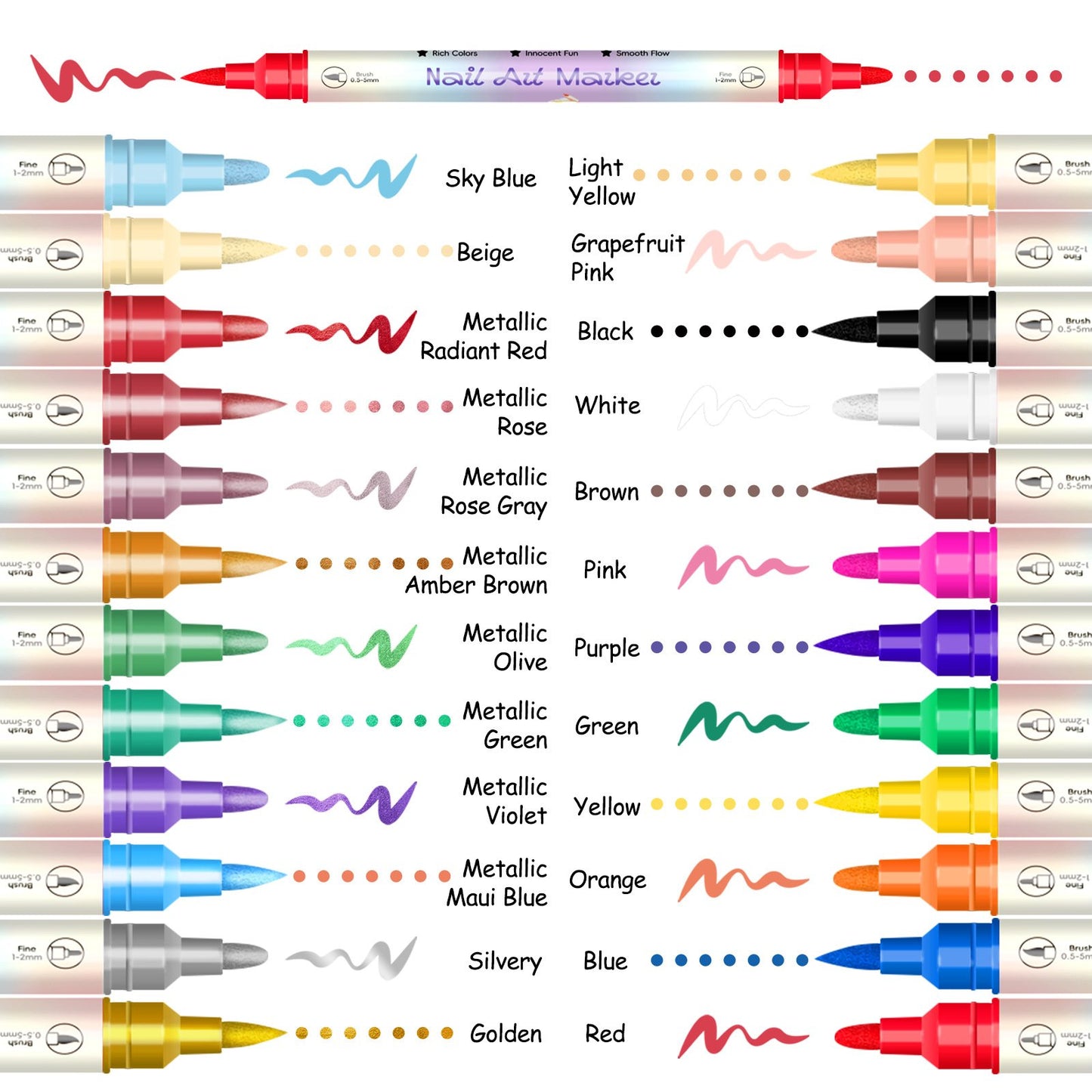 12/24 Colors Nail Art Pens – DIY 3D Markers for Drawing, Dotting & Manicure