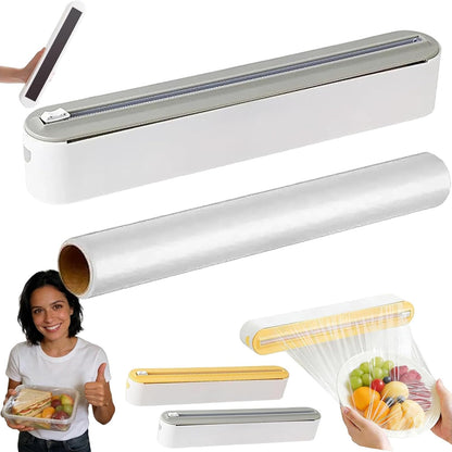 Magnetic Plastic Wrap Dispenser with Slide Cutter