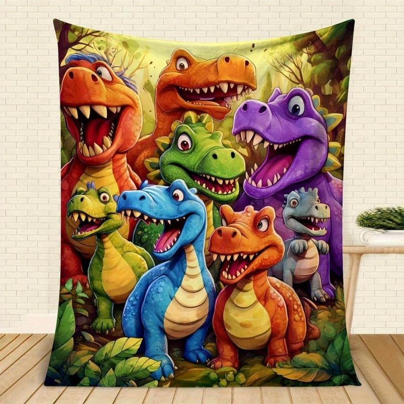 Cute Smiling Dinosaurs HD Digital Print Flannel
