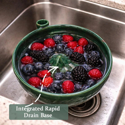 🍓 The Berry Swirl Bowl: Gentle Swirl Wash System for Delicate Fruits – Rapid-Drain "Functional Art" Piece