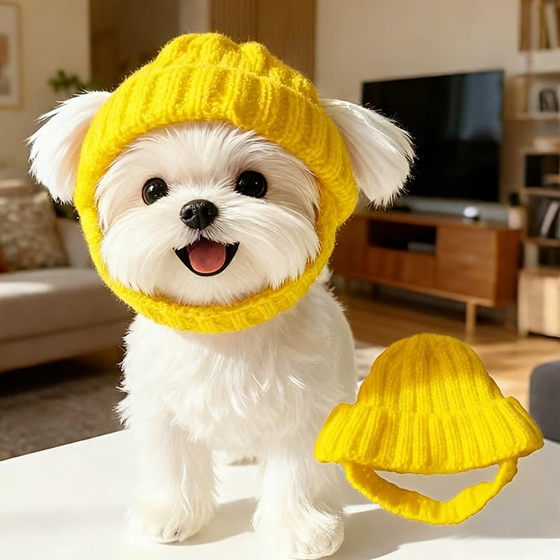 🔥🐾Red Wool Knit Dog Beanie with Ear Flaps – Warm Winter Hat