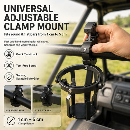 Gyroscopic Anti-Spill Clamp-On Cup Holder – 360° Auto Level Shockproof Drink Mount for All Vehicles