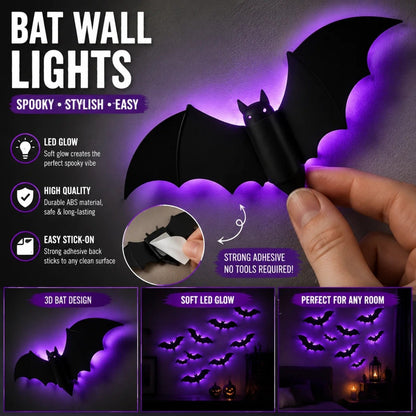 Glowing 3D Sculpted Halloween Wall Decor – Spooky Cordless Party Wall Art
