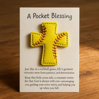 ⚾️A Pocket Blessing – Handmade Baseball Cross Edition💝